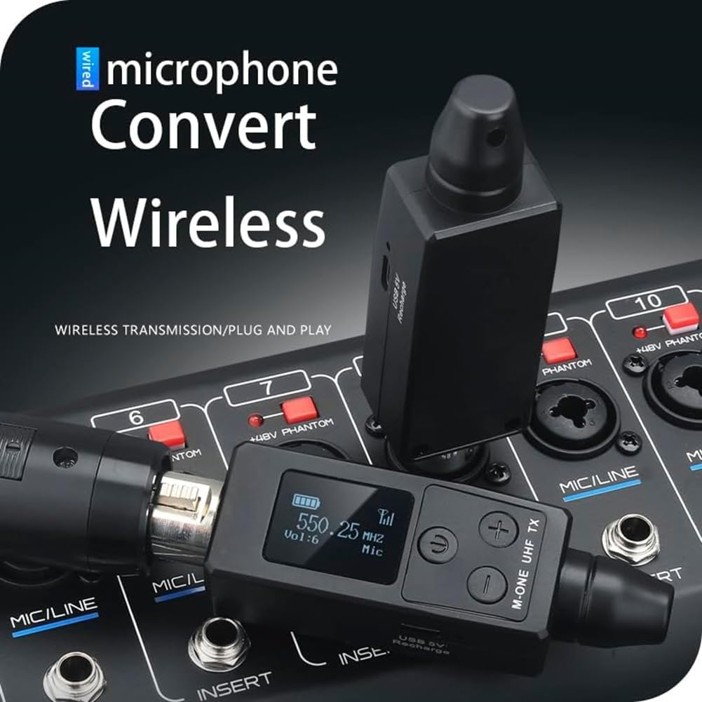 de Micrófono Inalámbrico con Transmisor y Receptor XLR para Micrófonos Dinámicos/de Condensador, Guitarra Eléctrica/Bajo