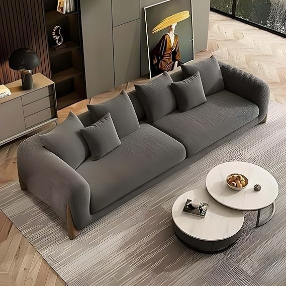 Image of A to Z Furniture Classic Chesterfield Sofa Set Luxury Chesterfield Sofa in for Home Living Room & Office (3+1=4 Seater Sofa with Ottoman Dark Grey)