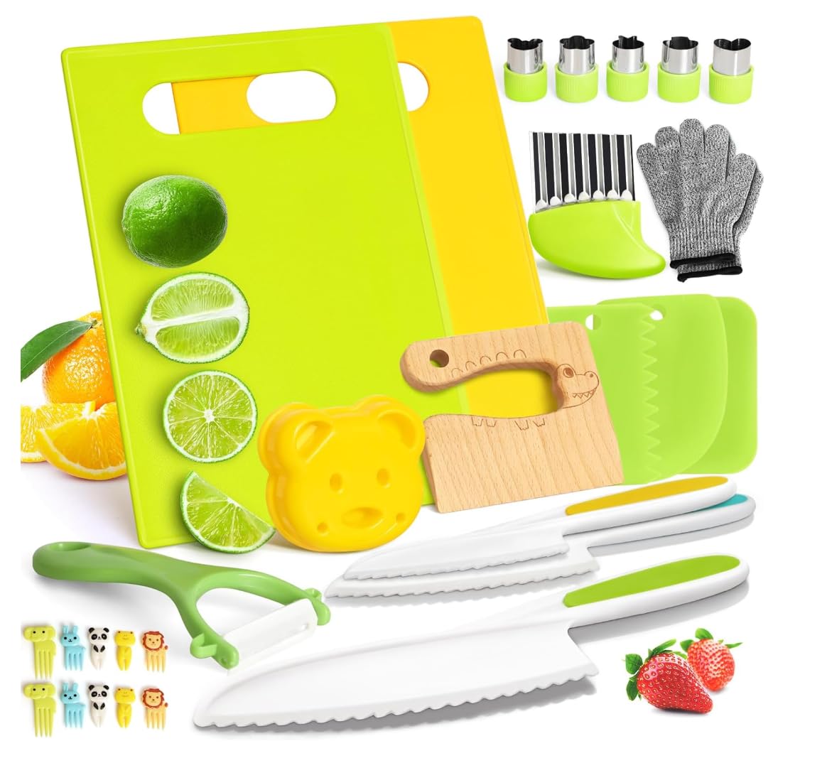Toddler Knife Set for Chopping, Kids Kitchen Knife Set, Toddler Girl Boy Birthday Gifts for 4 Year Old Toys