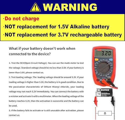 Miniatura 3 de EEMB Paquete de 50 baterías de litio ER14250 1/2AA 3.6V Li-SOCL2 Batería no recargable XL-050F SB-AA02 LS14250 TL-5902 TL-2150 para medidor de
