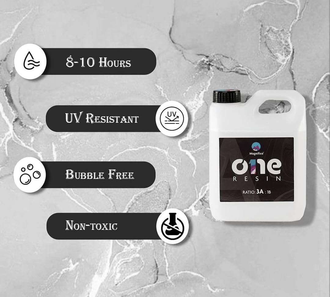 Magnifico One Resin - 3.2 KG (3:1) Clear UV-Resistant Epoxy Resin Art Kit, Smooth Finish, Easy to Use with Self-Leveling. - Image 6 thumbnail