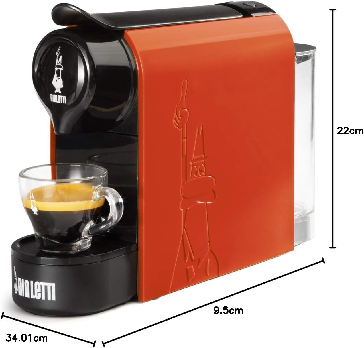 Bialetti Gioia, Macchina Caffè Espresso per Capsule in Alluminio, Supercompatta, Serbatoio 500 ml, Arancione Bialetti Gioia, Macchina Caffè Espresso per Capsule in Alluminio, Supercompatta, Serbatoio 500 ml, Arancione
