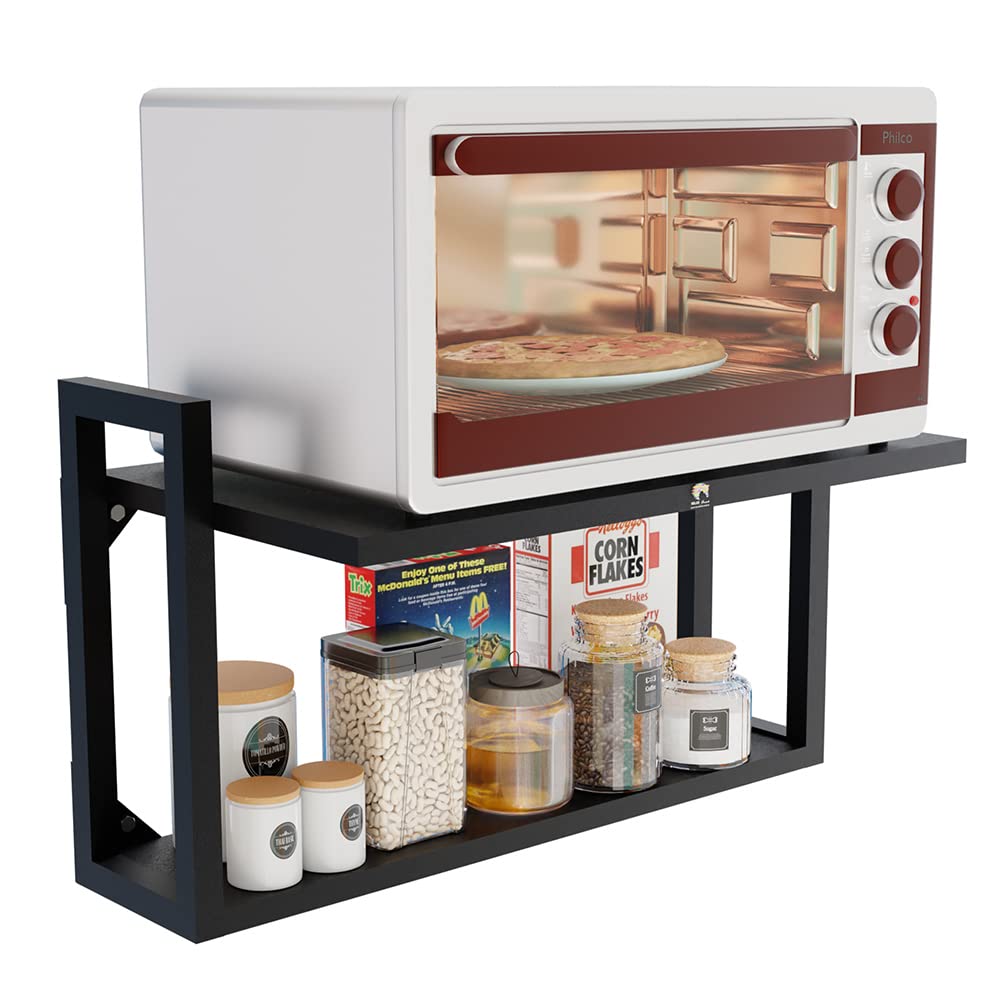 MILAD Wall Mount Metal Microwave Stand/OTG Stand for Kitchen Multipurpose Kitchen Storage Racks and Shelves - Oven Stand with Spice Storage Rack (OS-11, Black) (B0BRD1ZVJW) Amazon Price History, Amazon Price Tracker