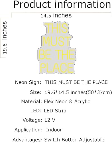 Miniatura 6 de Letrero de neón personalizado con texto en inglés This Must Be The Place, para decoración de pared, bodas, aniversarios, fiestas, letrero de luz de