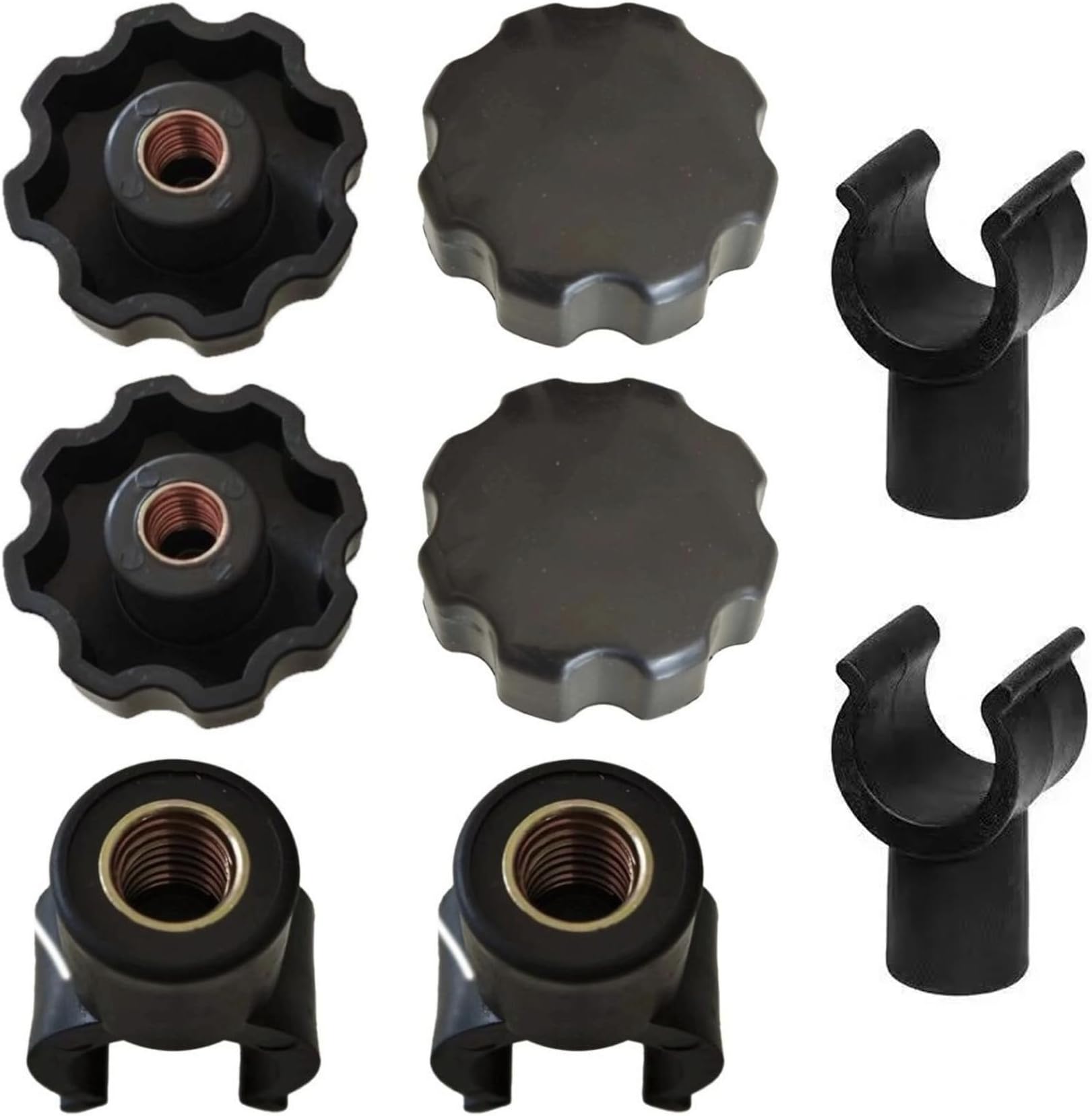 4 Set Collapsible Wagon Cart Star Knobs Replacement 8mm Female Threaded Knob Nuts Tightening Screw with Folding Utility Wagon Table Top Bracket Clips for Collapsible Wagons Carts with Wheels