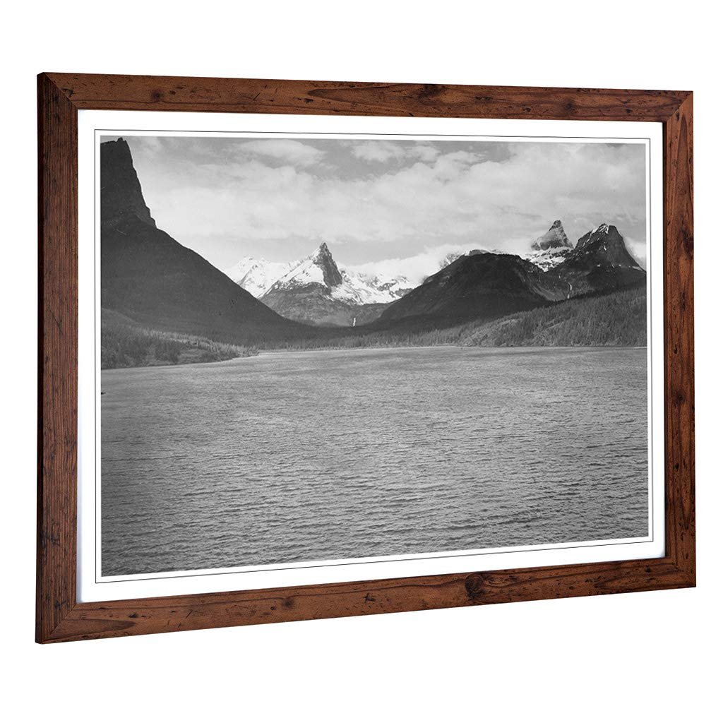 Big Box Art Framed Print of Ansel Adams Glacier National Park Montana Design | Wall Art Picture | Home Decor for Kitchen, Living Room, Bedroom, Hallway, Walnut, A2 / 24.5x18 Inch / 62x45cm