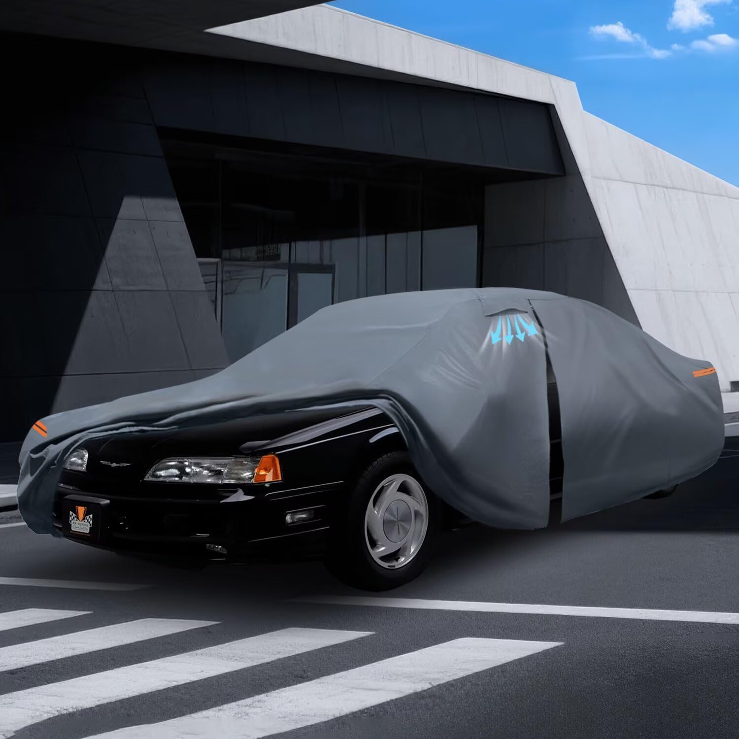 Waterproof Ford Thunderbird(1983-1997) Car Cover with Breathable Vents, [2025 Upgrade] Premium Covers with Cotton Liner and Zipper Door, Sun Rain Snow Dust Uv Protection.(Gift with Towel)