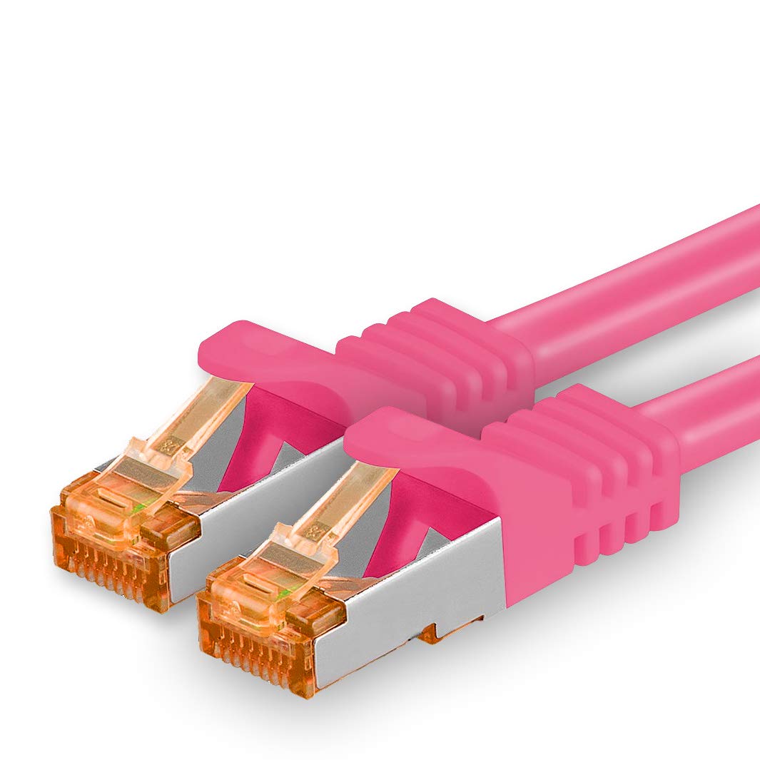 1aTTack.de 15m - Cat.7 Netzwerkkabel Magenta - 1 Stück Gigabit Ethernet LAN Kabel 10000 Mbit s Patchkabel Cat7 Kabel S FTP PIMF Schirmung LSZH Cat.7 Rohkabel Rj45 Stecker Cat 6a - 1 x 15 Meter