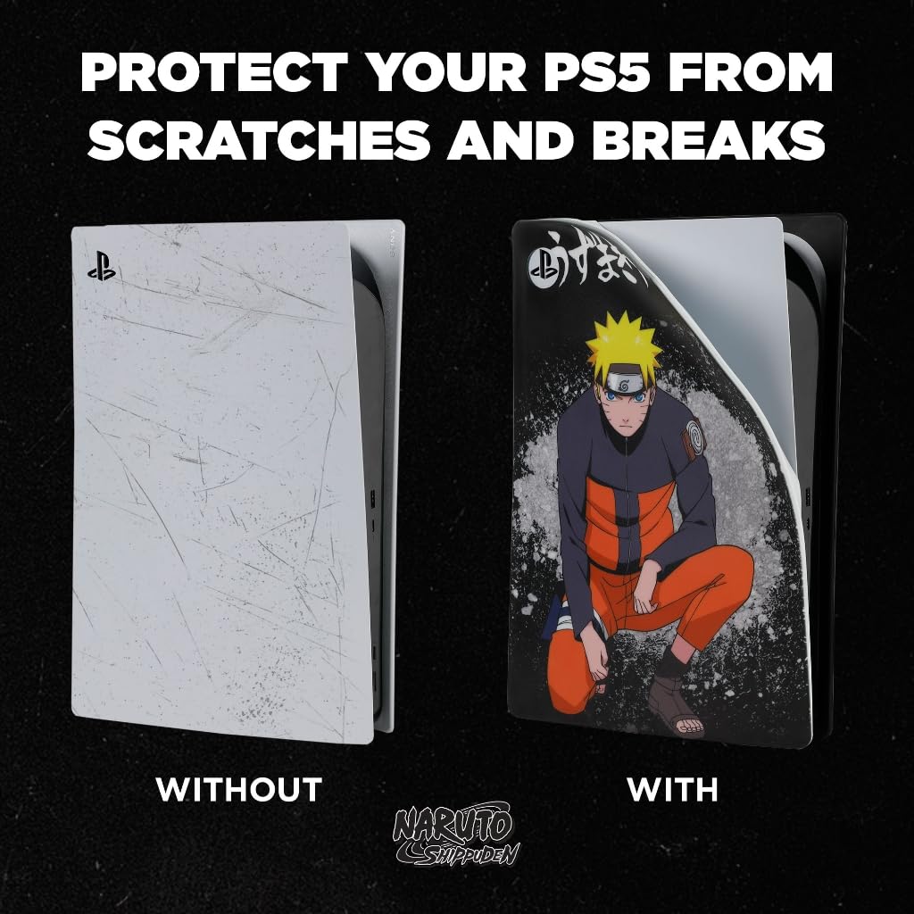 Konix Naruto Shippuden Custodia protettiva per console PS5 - Silicone - Antiurto - Antigraffio - Disegno Naruto - Nero