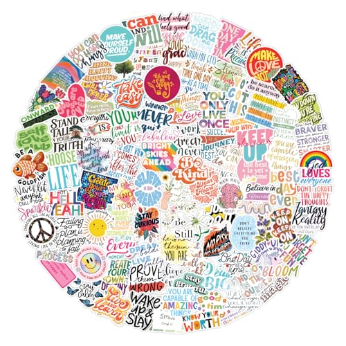 Image of CodersParadise - Pack of 250+ Motivation Inspiration Stickers for Laptop - Waterproof Residue Free Positive Words Motivational Inspirational Quote Sticker