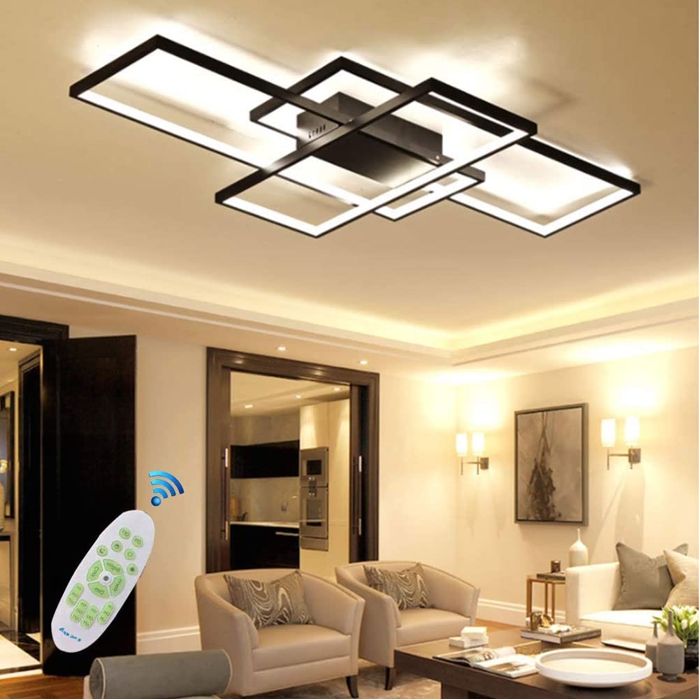 Plafonnier LED à intensité variable moderne avec télécommande pour salon et chambre