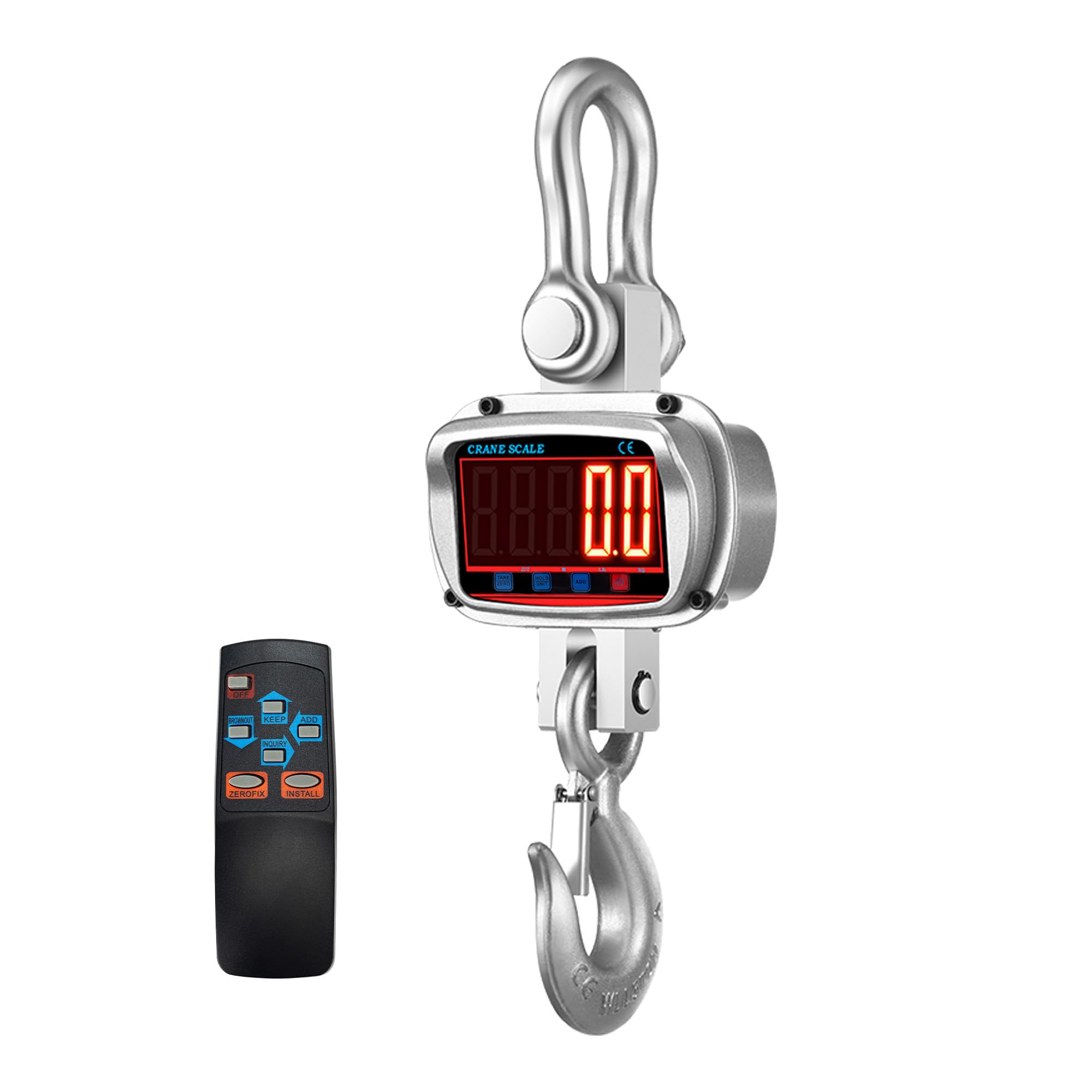 Hyindoor Kranwaage 5000kg Elektronische Digitale Hängewaage 5T Großes LCD-Display Heavy Duty Crane Scale Industrie Kranwaage mit Aluminiumlegierung mit Haken und Fernbedienung