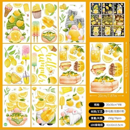 Lsslmk Summer Stickers Window Stickers Wall Door Window Art Ornament Low Window Decals Summer Decor Family Stickers For Kids (Yellow, One Size) #TOP1