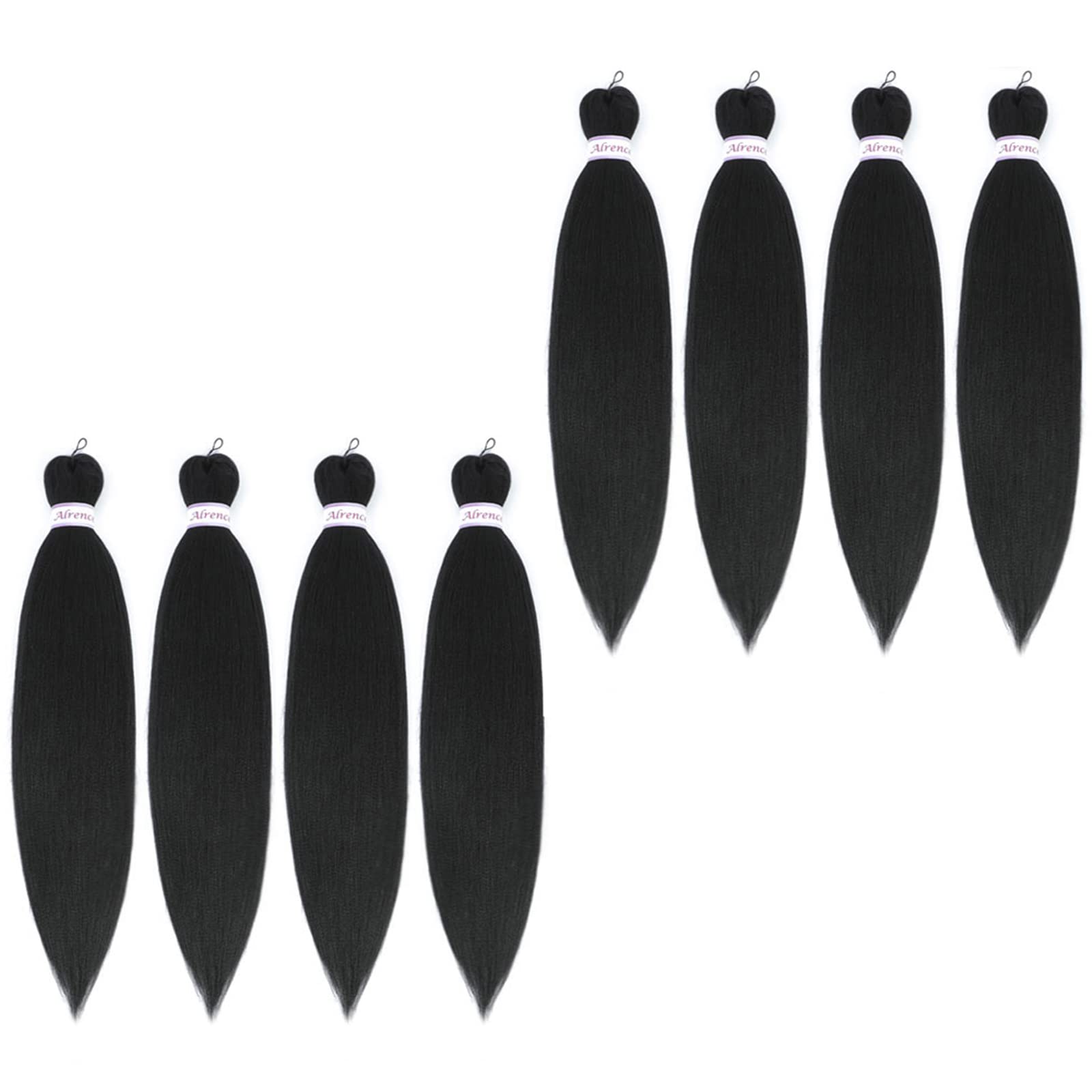 Alrence Pre Stretched Braiding Hair Long Braid 14 Inch 8 Packs Professional Braiding Hair Extensions Synthetic Crochet Twist Braids (14 Inch, 1B#)