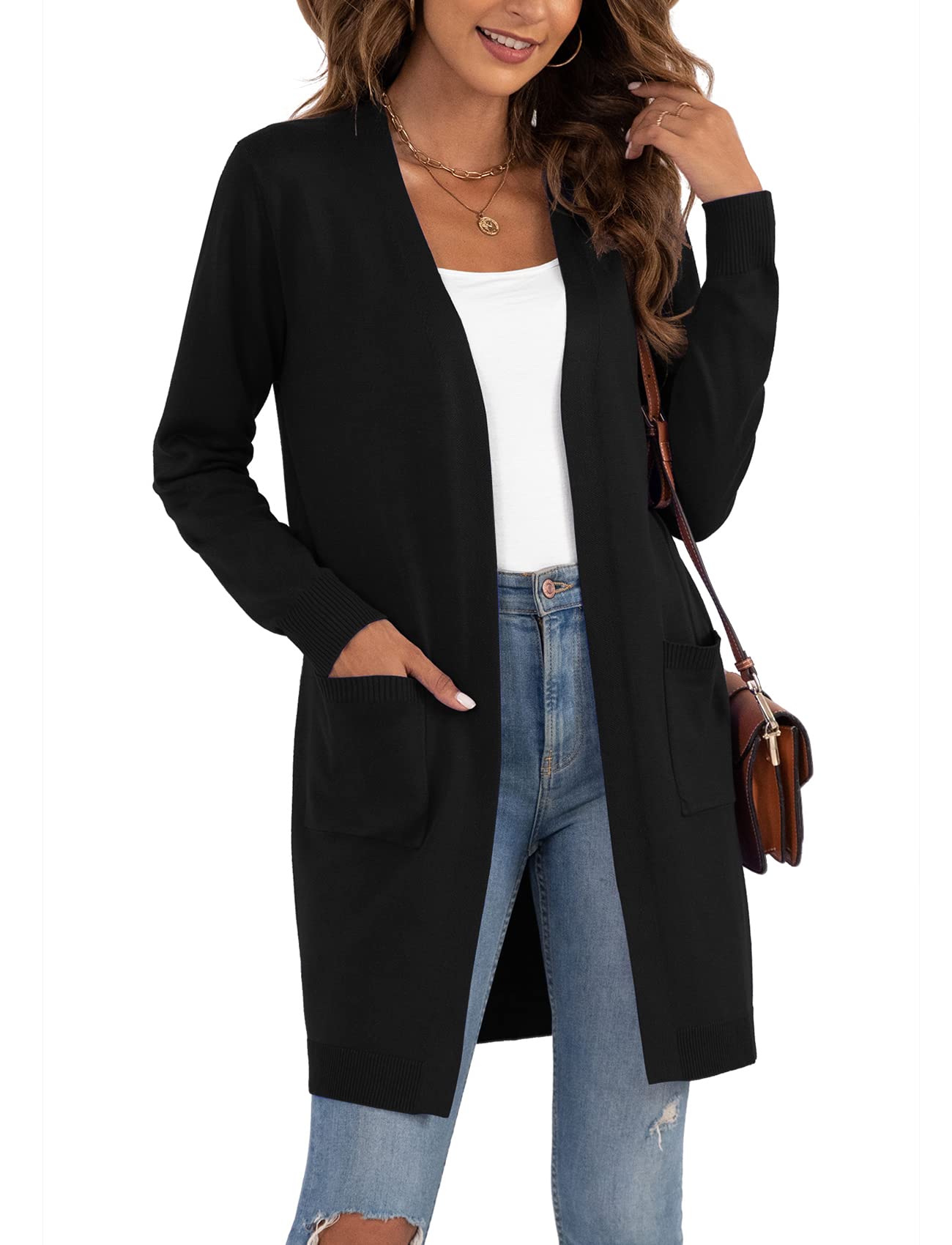 VIISHOW Womens Classic Cardigans Long Sleeve Open Front Casual Knit Cardigan Sweaters Coat Soft Outwear