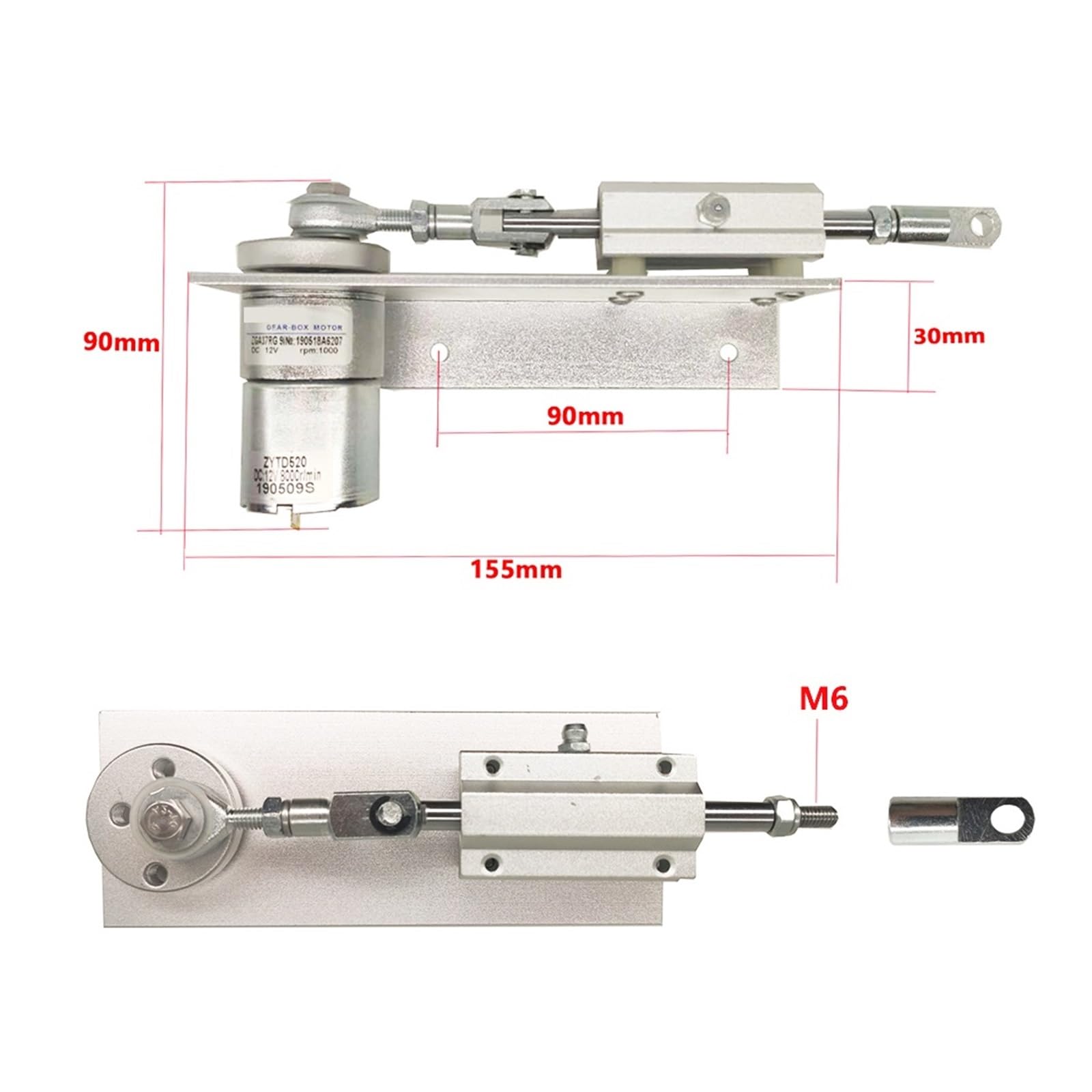 Linearantrieb, DC 12V Hubkolben-Linearmotor + Drehzahlregelung Netzteil DIY Untersetzungsmotor Gleichstrom-Linearmotor Teleskop-Linearantrieb(15rpm)