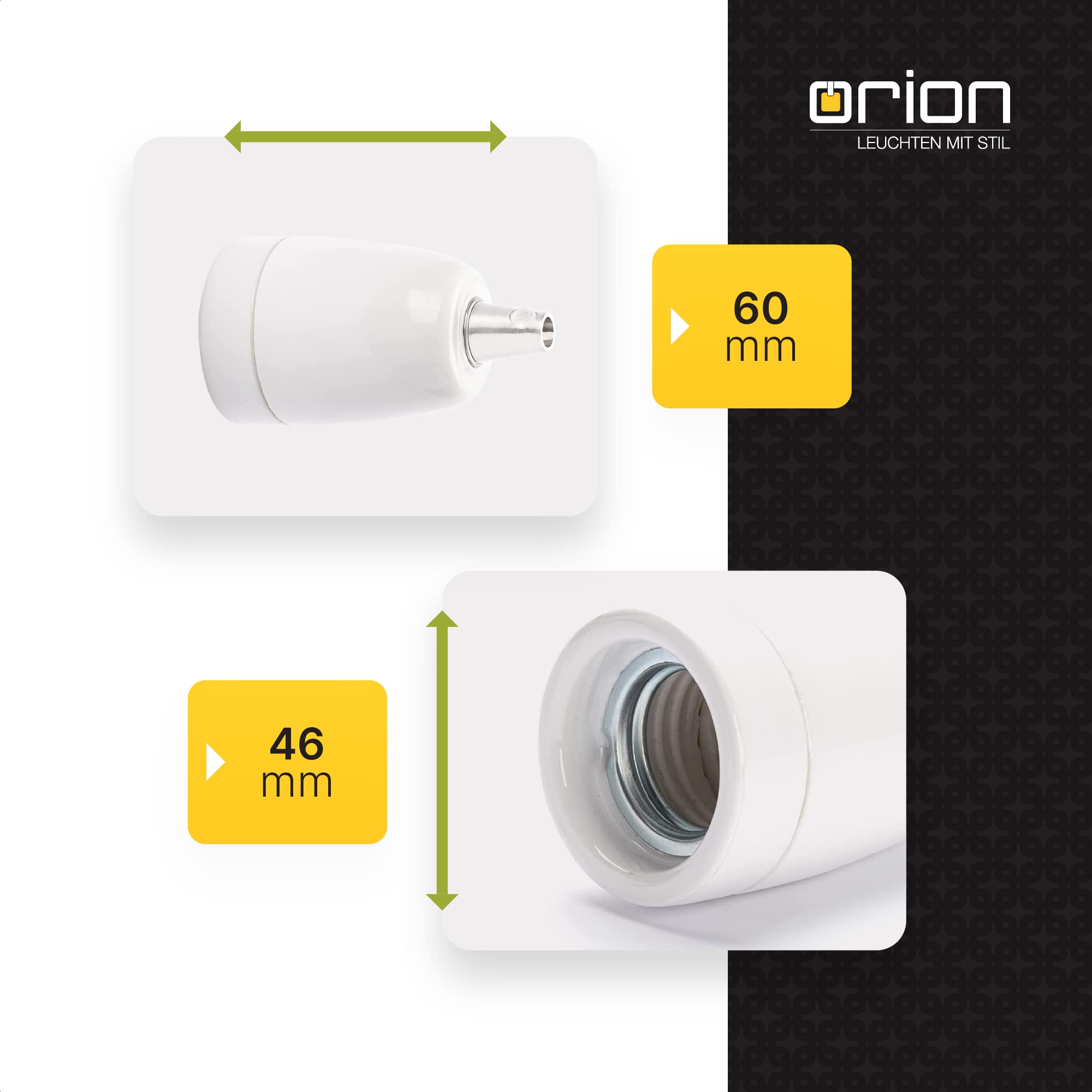 Portalampada E27 In Porcellana - Attacco Con Filettatura M10 X 1, Per Fissaggio A Parete - Foto 9