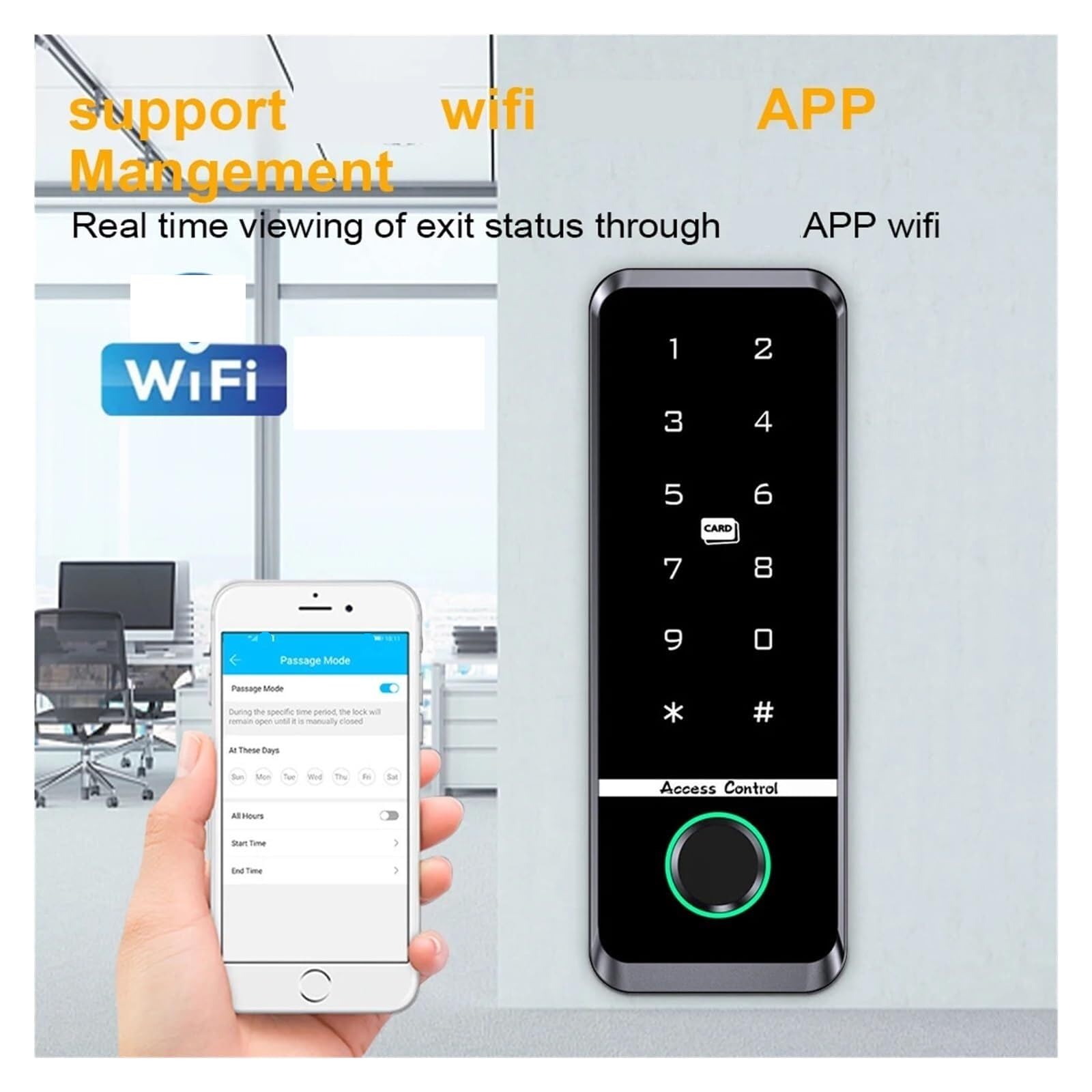 De Control Acceso Para Cerradura Inteligente, Abrepuertas Electrónico | Teclado Digital, Magnético Eléctrico, Biométrico(WIFI+ID+IC card)
