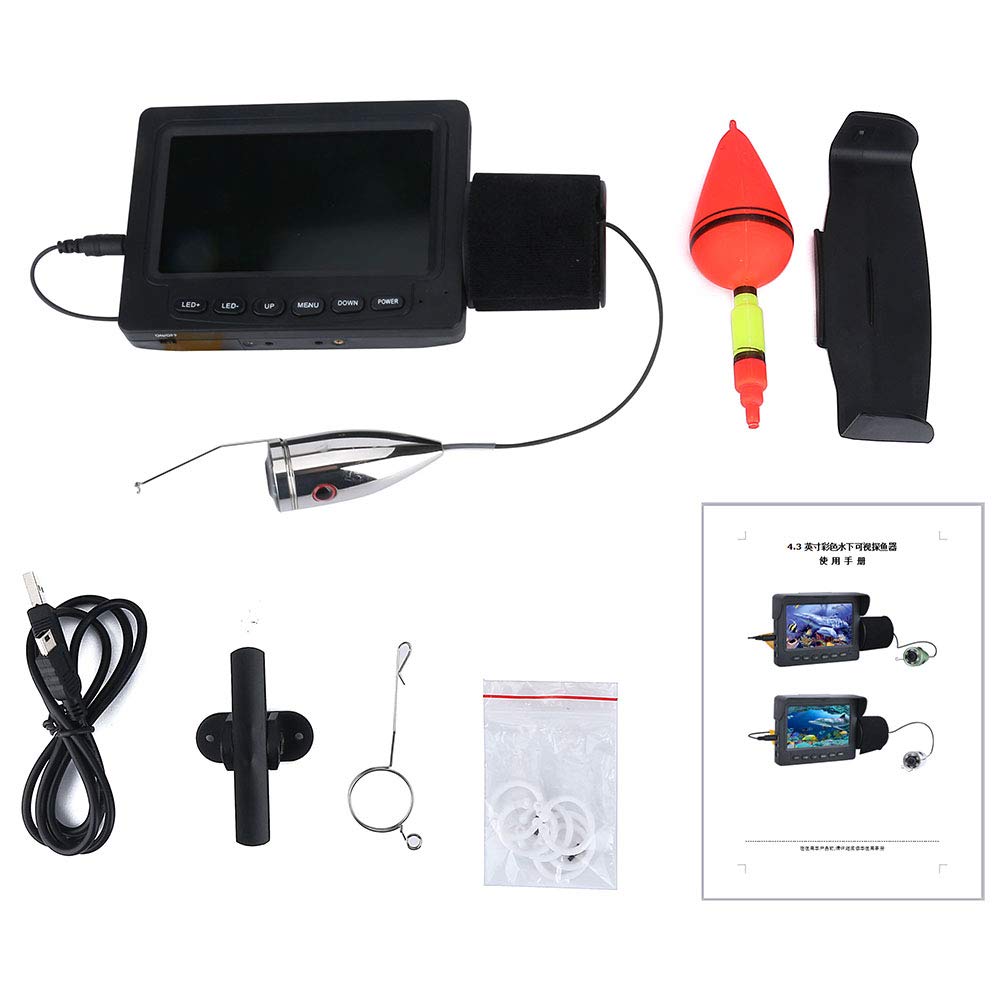 Cámara De Detector De Peces 1000TVL, Cámara De Pesca Submarina De 4,3 Pulgadas, Cable 30m Buscador De Peces Impermeable Cámara,para Pesca En El Mar, Pesca En Hielo, Pesca En (Size:White Light 30 M)