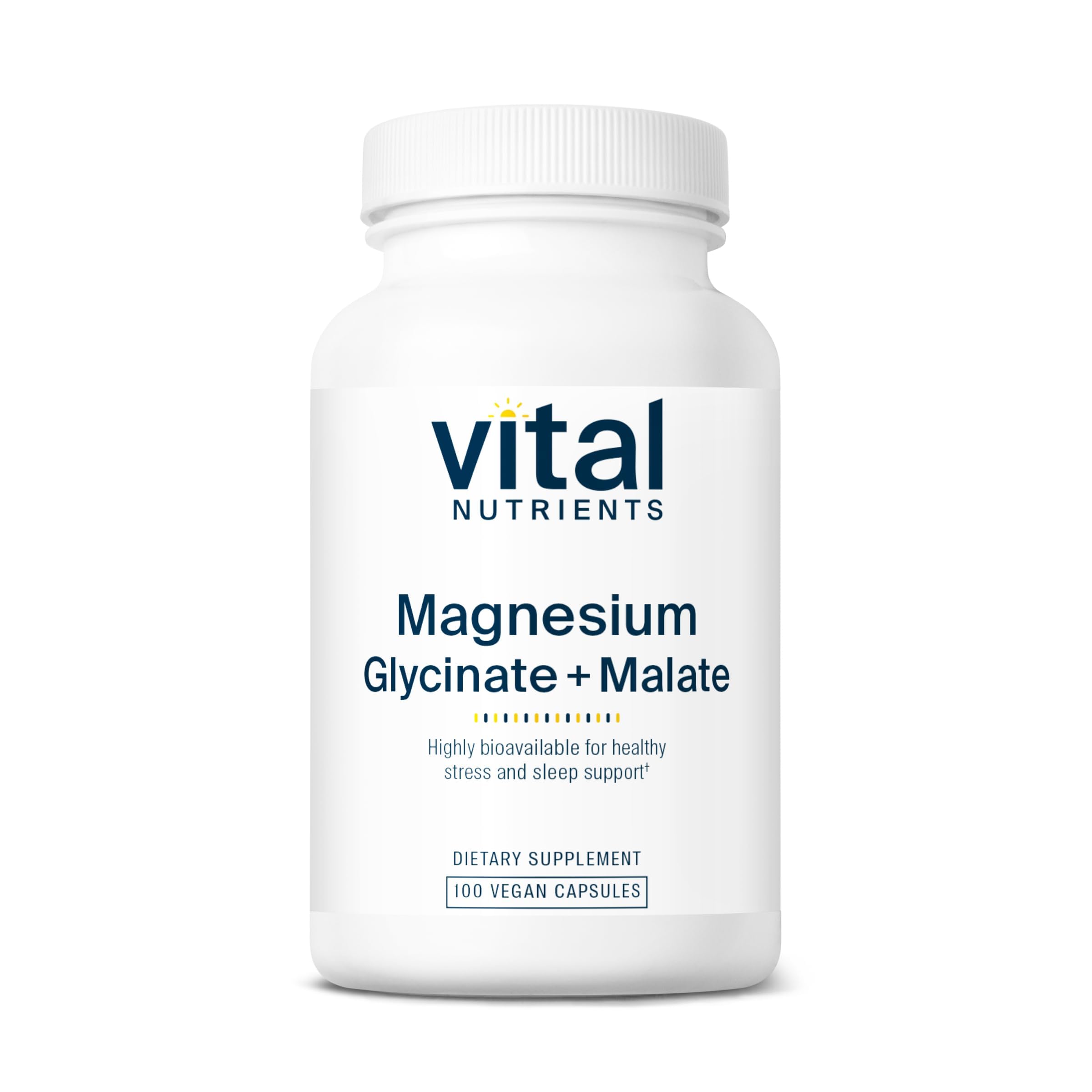 Vital Nutrients Magnesium Glycinate + Malate | 120mg Vegan Magnesium Supplement for Women and Men | Muscle, Heart, Bone Support* | Promotes Relaxation | Gluten, Dairy and Soy Free | 100 Capsules
