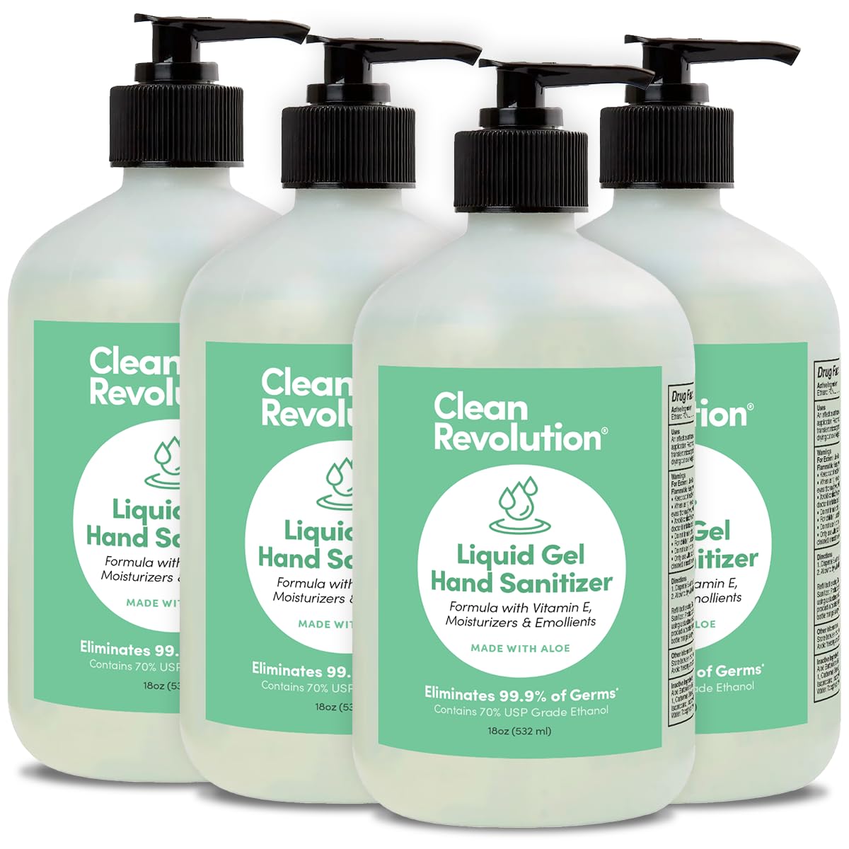 Clean Revolution Gel Hand Sanitizer 18oz 4-Pack