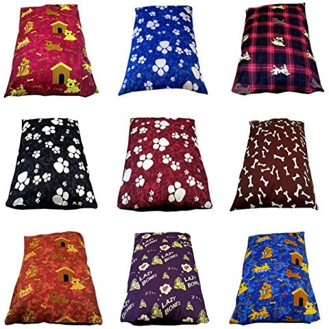 1 Piece LARGE size (27" x 37") DOG BED Pillow ~ Washable Cover with ZIP & Random Designs (COVER + PILLOW) Cover
