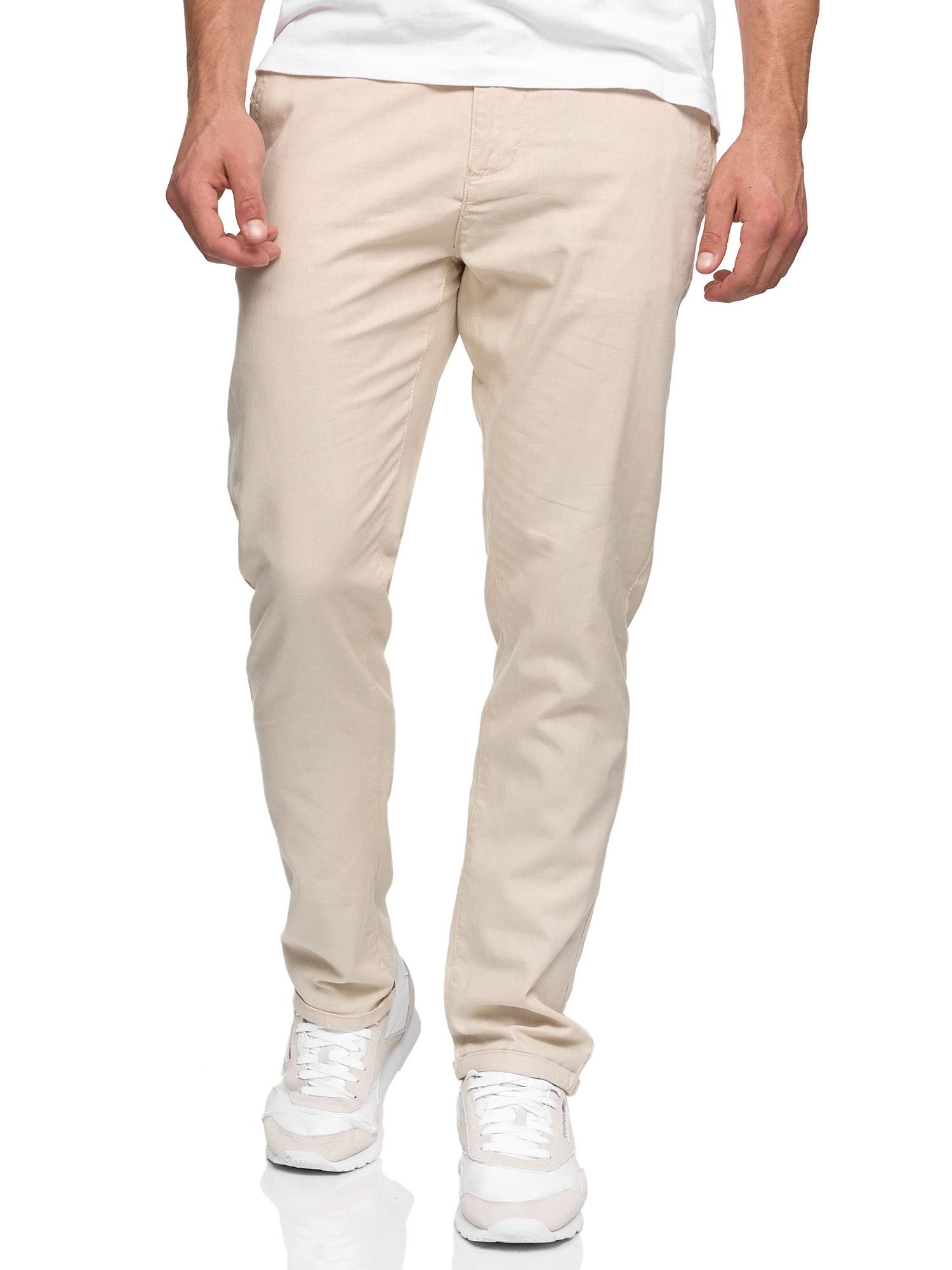 Indicode Herren Bryne Stoffhose aus Baumwolle & Leinen | Herrenhose Freizeithose Männer