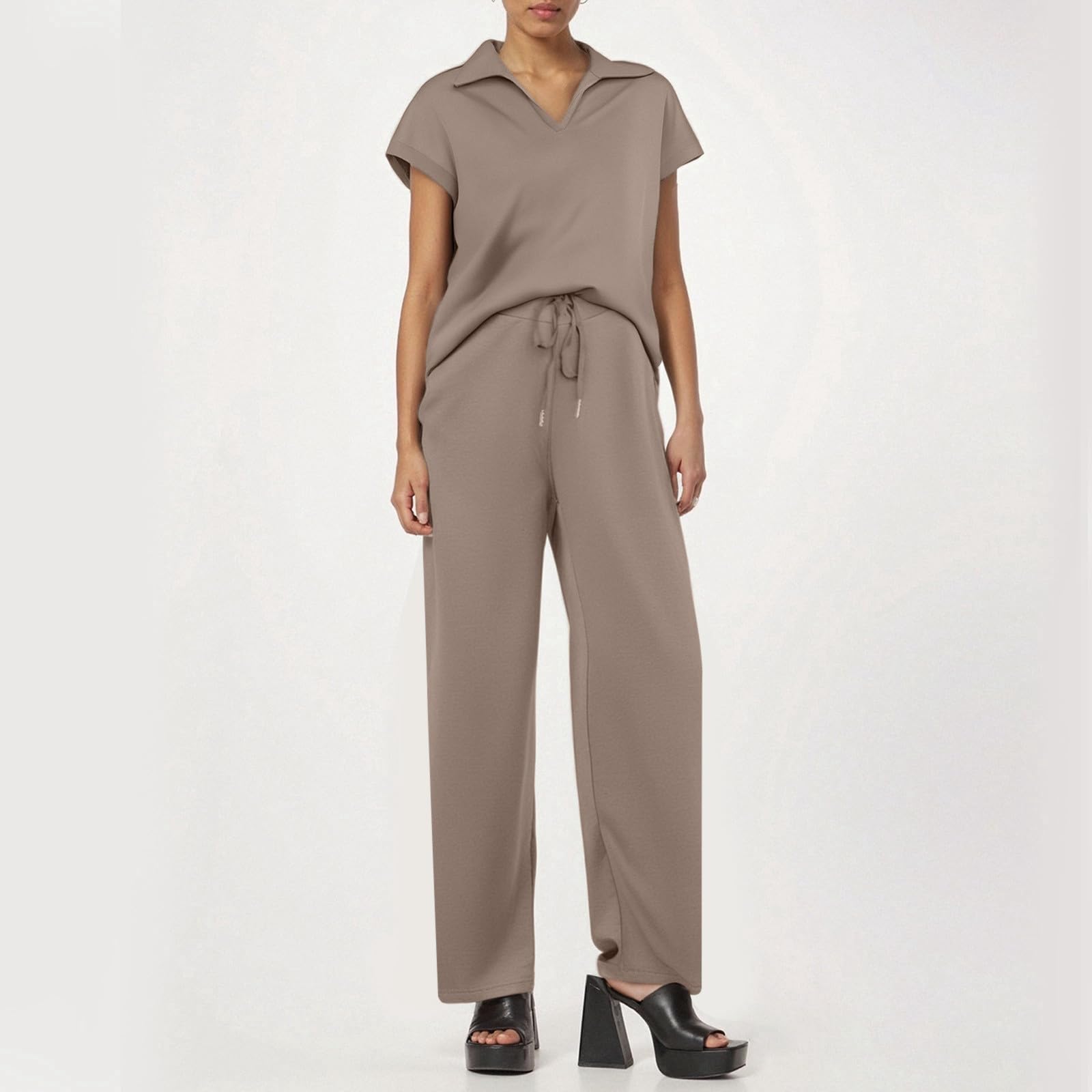 Générique Ensemble Femme 2 Pièces Coton Haut et Pantalon Sport Jogging Survêtement Respirant Léger Souple Doux Confort Quotidien A17