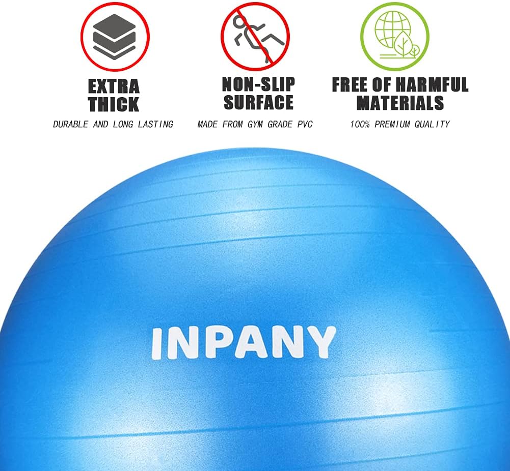 70% Off Everything INPANY Exercise Ball(45-85cm) - Extra Thick Yoga Ball Chair, Stability Ball Supports 2200lbs, Birthing Ball with Quick Pump for Office & Home & Gym(Blue, 75cm)