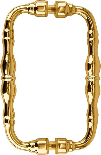 BRIXWELL HT-6BTB-PB - Manija de puerta de ducha de 6 pulgadas de centro a centro, serie tradicional, montaje posterior a trasero, latón pulido