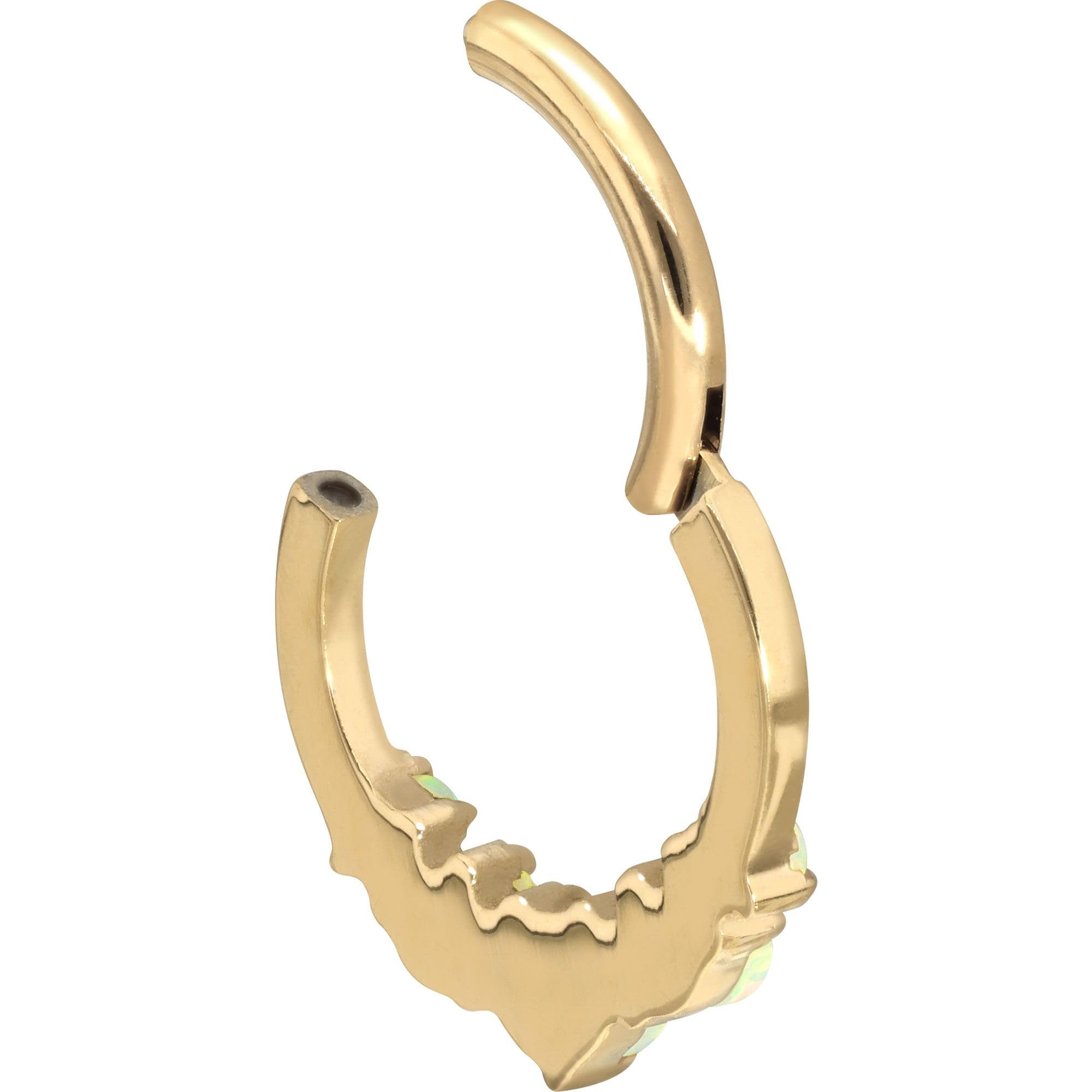 PIERCINGLINE Piercing Ring Titan Segmentring Clicker 5 SYNTHETISCHE OPALE - Roségoldfarben, Schwarz, Goldfarben, Weiß, Silberfarben