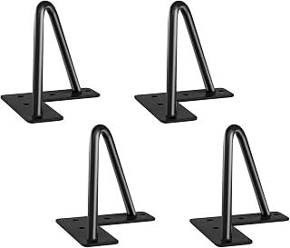 Patas de mesa de metal, Patas de mesa de horquilla de acero negro de 17,7 pulgadas, estilo industrial moderno de mediados de siglo, patas de metal resistentes de 2 varillas for mesas de altura estánda