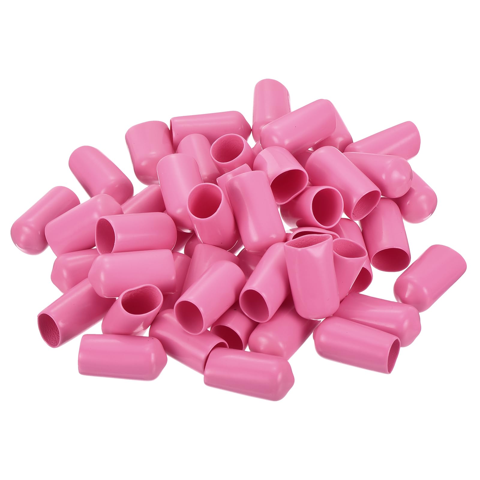 uxcell 100pcs Rubber End Caps 10mm(3/8 inch) ID Vinyl PVC Round Tube Bolt Cap Cover Screw Thread Protectors Pink