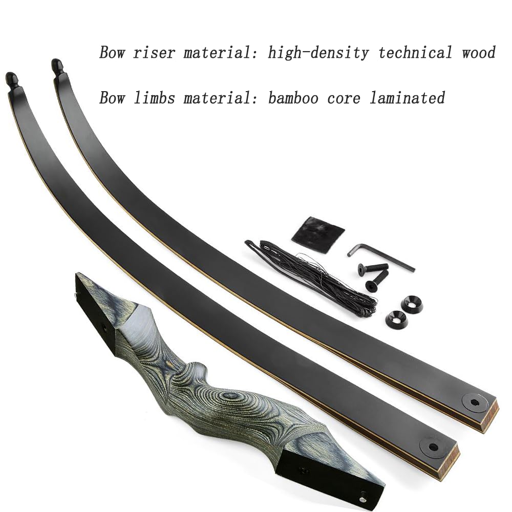 Tiro con l'arco 60" Black Hunter Original Recurve Bow Set American Hunting Longbow arco di legno 20-60lbs destra/sinistra per tiro con l'arco caccia tiro pratica