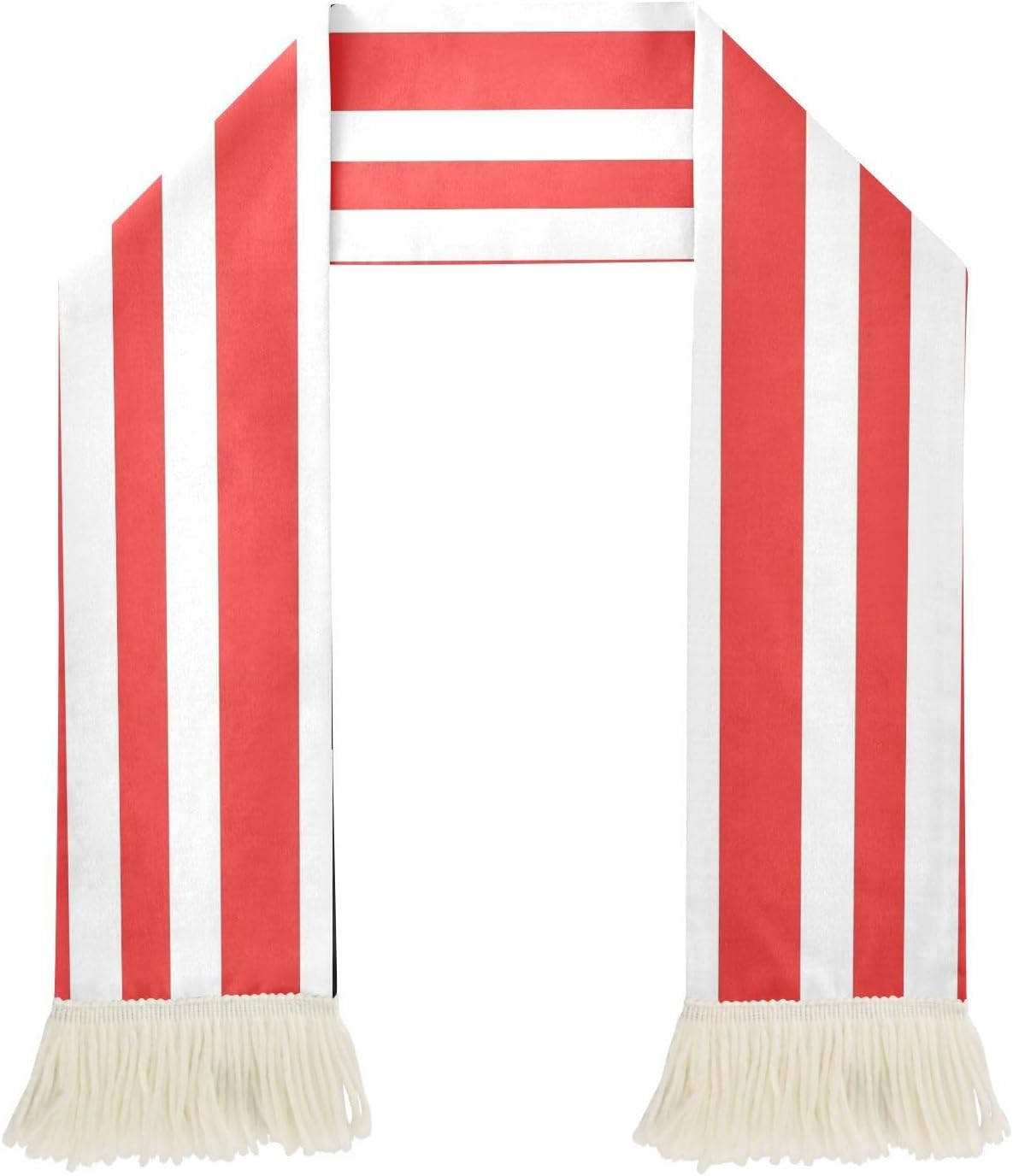 CHIFIGNO Red White Stripes Sports Fan Scarf Towel, Soft Absorbent Quick Dry Polyester Cheering Scarf for Soccer Fans