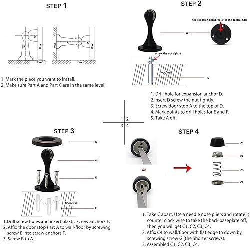 Vista 60 de KOLAKO Topes de puerta, topes de puerta magnéticos, montaje en pared en el suelo, soporte de puerta magnético resistente, cierre suave, tope de Gris