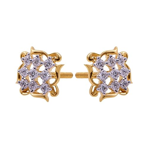 18k Yellow Gold and Diamond Stud Earrings
