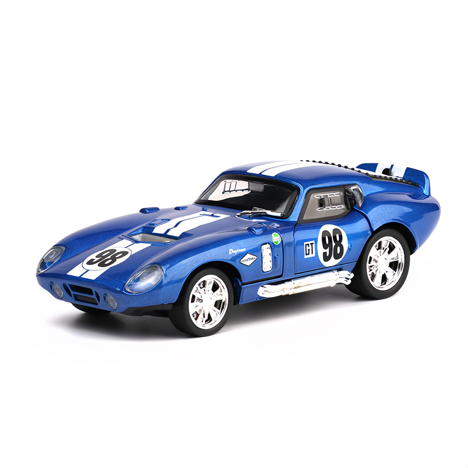 TGRCM-CZ 1/32 Shelby Cobra Model Car, Zinc Alloy Pull Back Vehicles Model Car with Sound and Light for Collectors & Kids 3+ Years Old Birthday Gift(Blue)