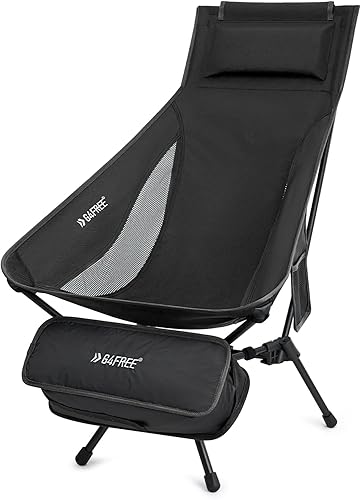 G4Free Silla de campamento plegable y ligera con respaldo alto, silla de camping resistente de 330 libras con bolsillo para reposacabezas, color