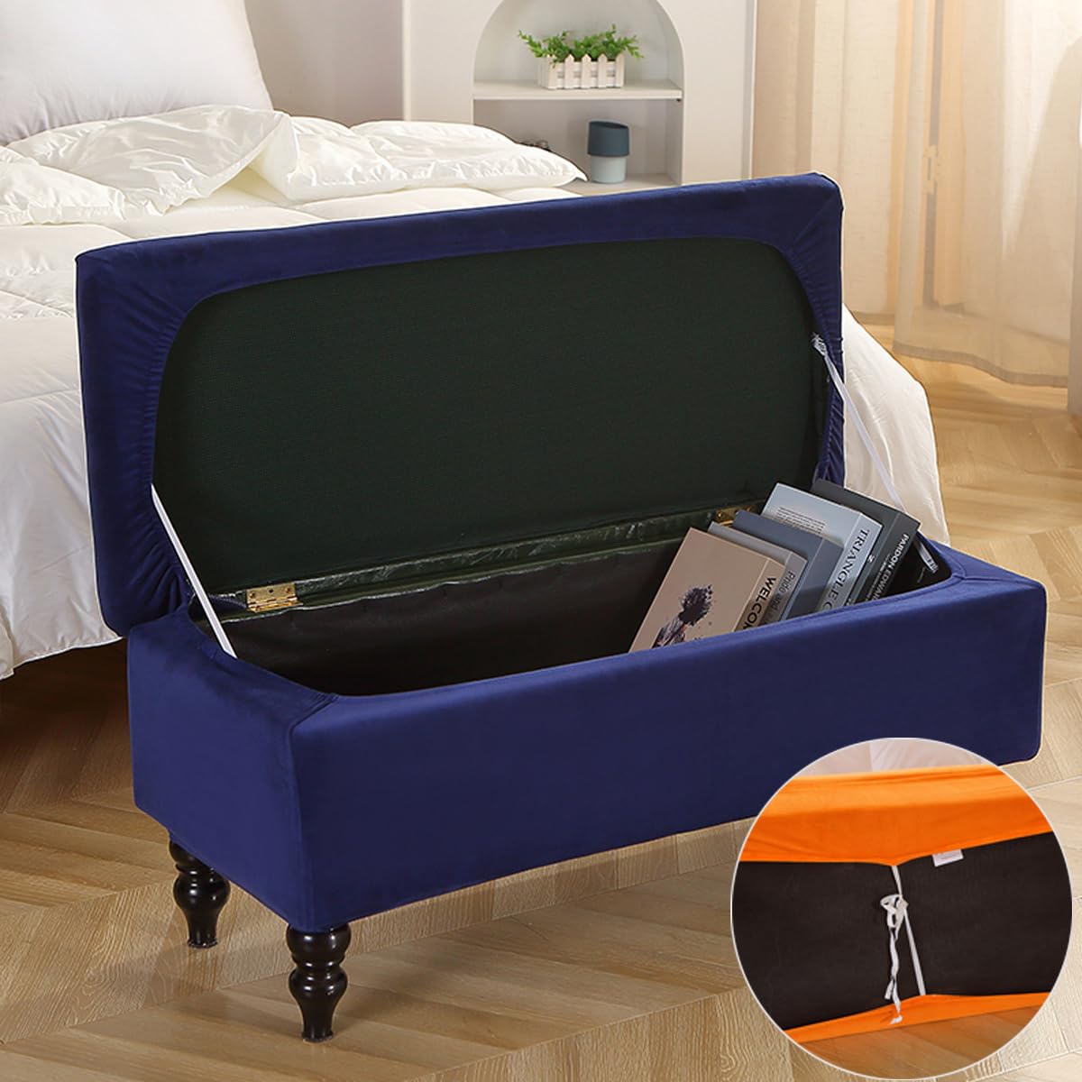 Housse De Pouf Rectangle Rangement Pouf Banc Housses Velours Pliant