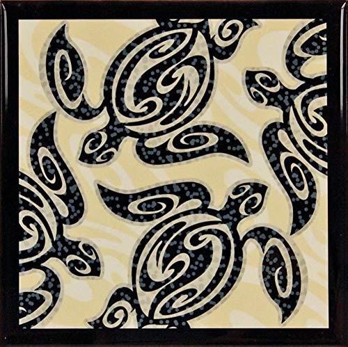 Islander Hawaii Ceramic Tile Trivet Tribal Honu Turtle #TOP23