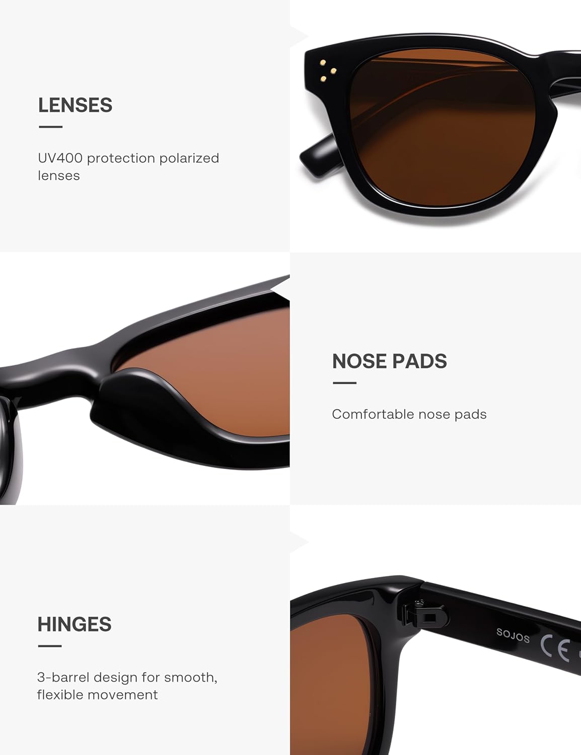 SOJOS Retro Vintage Polarized Sunglasses Womens Mens, 70s 80s Square Panto Style UV400 Shades SJ2662 - Image 4