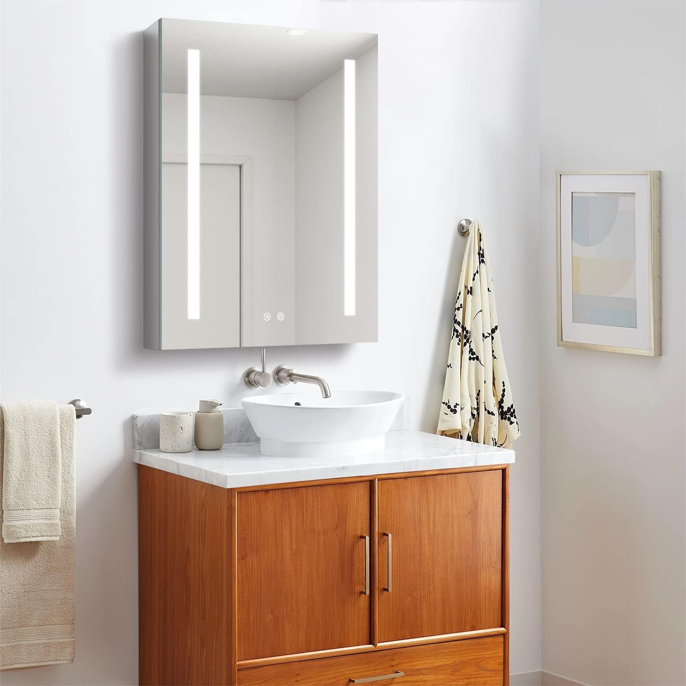 WELLFOR Bathroom Vanity Medicine with Lights and