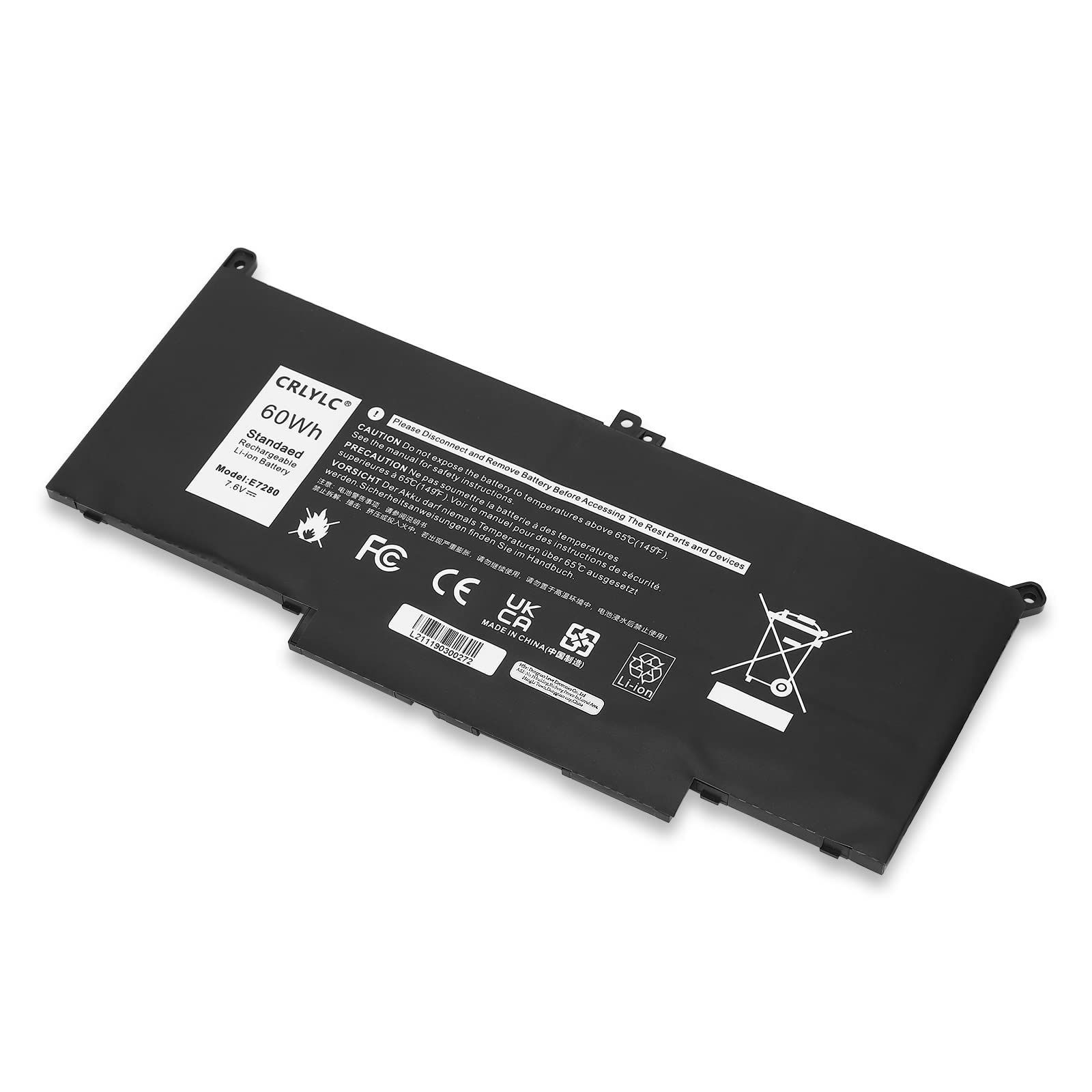 F3YGT Batterie pour Dell Latitude 12 7000 7280 7290 Latitude 13 7000 7380 7390 7480 7490 E7480 E7280 P29S002 P73G002 Notebook 0F3YGT DM3WC DM6WC 0DM3WC 2X39G KG7VF V4940 451-BBYE 7.6V 60Wh