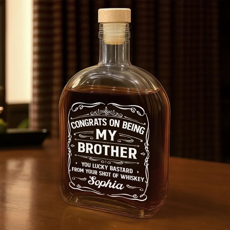 Personalized Whiskey Bottle - Valentine’s Day Gift for Husband, Romantic Drinkware, Funny Couple Keepsake - Couple Congrats On Being My Husband You Lucky Man