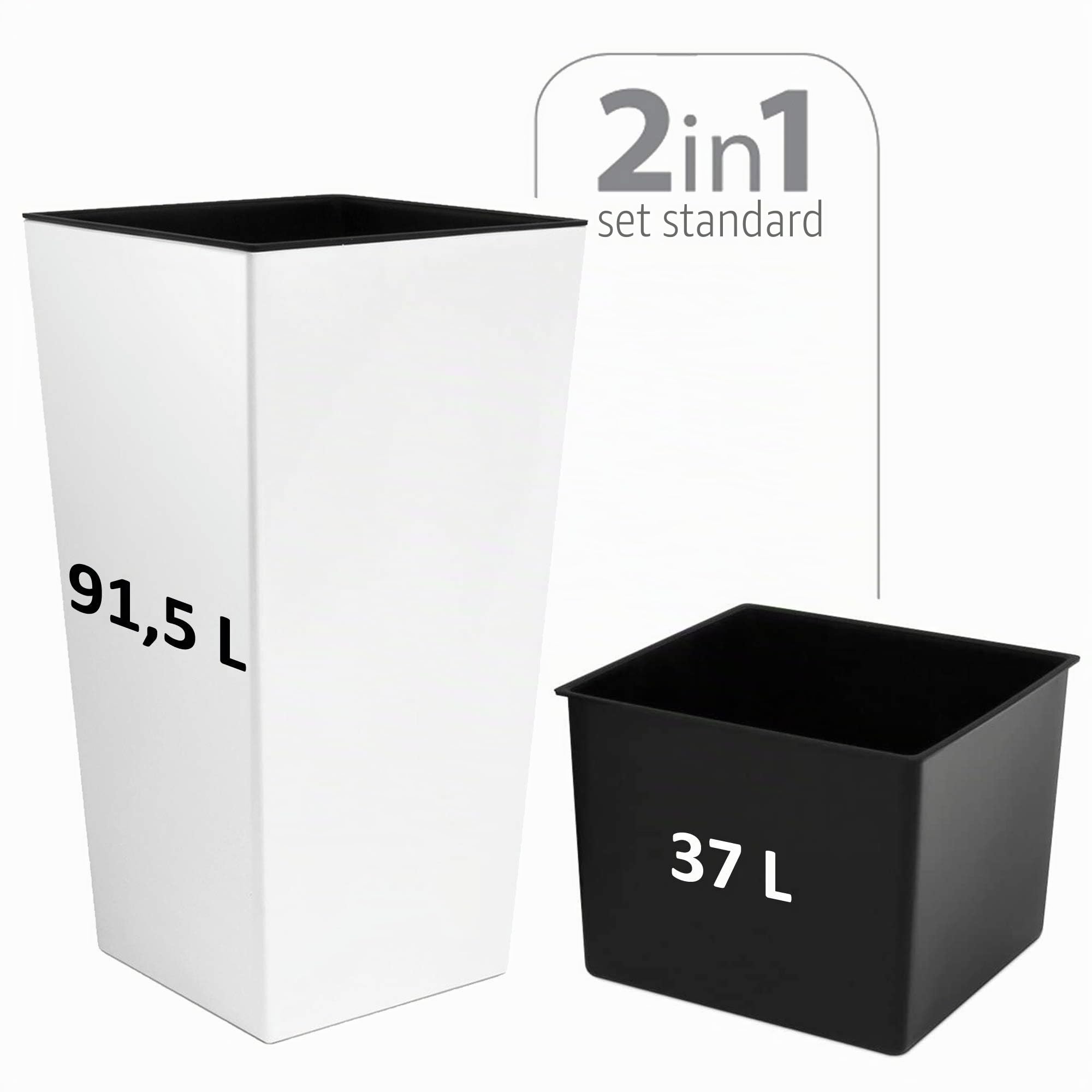 Urbi Vaso di fiori alta 91,5 litri, plastica, 40 x 40 x 75 cm in colore bianco.