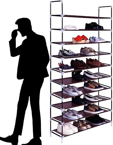 Zapatero de 10 niveles, estante estrecho para zapatos, torre de zapatos apilable, armario de zapatos de pie para entrada, pasillo, puerta, armario,