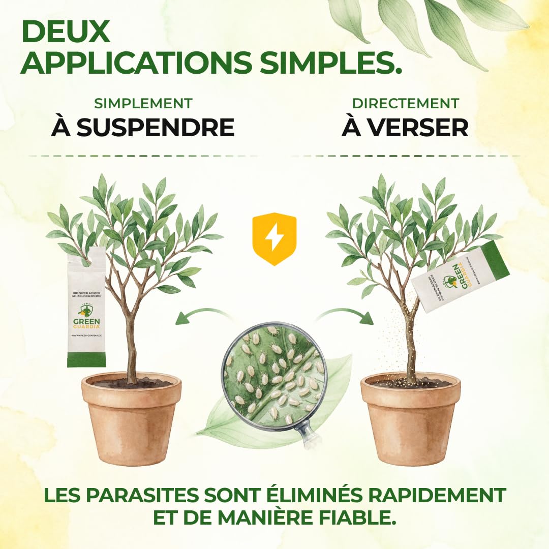 GREEN GUARDIA Power Acariens Anti-Acariens Biologiques – 35 Sachets Prêts à l’Emploi – Lutte Biologique contre les Tétranyques pour Plantes d’Intérieur, Plantes Ornementales et Cultures en Pot