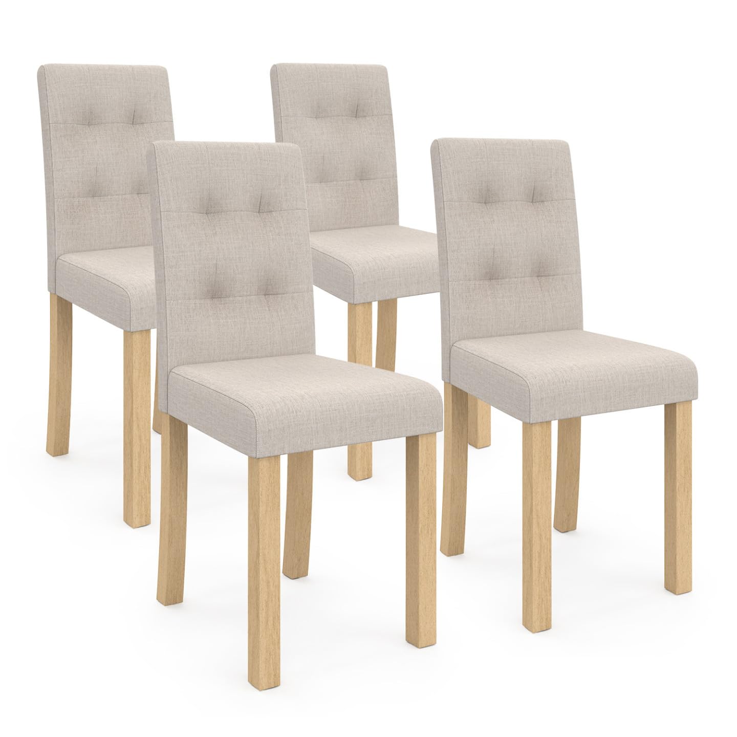 IDMarket - Set di 4 sedie da pranzo imbottite POLGA beige