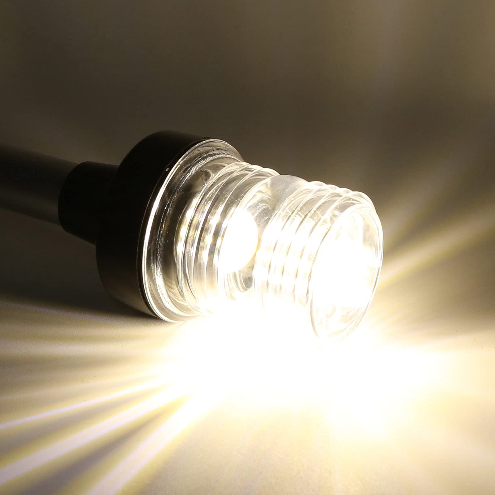 Akozon Lampada di Segnalazione a Vela Rotonda con Luce di Navigazione a LED per Yacht per Barche Marine Illuminazione a 360° a Tutto Tondo